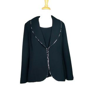 Tally Taylor Two Piece Blazer and Top Set, Fully Lined Black Womens Size 12